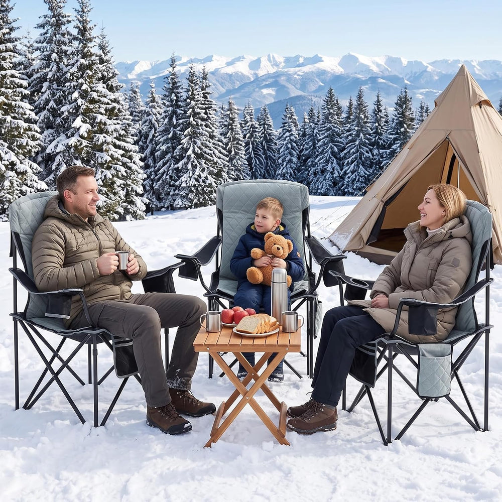 Oversized Heated Camping Chair, High Back Folding Chair for 500lbs