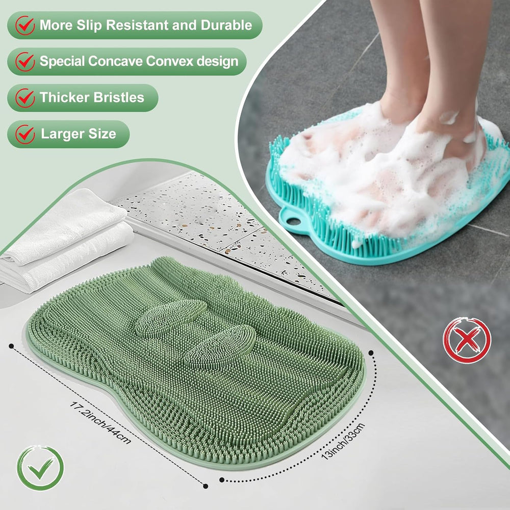 Bath Shower Foot Scrubber Mat - Silicone Shower Foot Scrubber Mat (XL) Cleane...