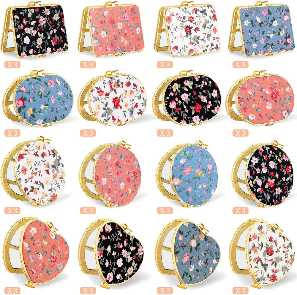 Remerry 48 Pieces Compact Mirror for Purse Small Flower Pocket Mirror Portabl...