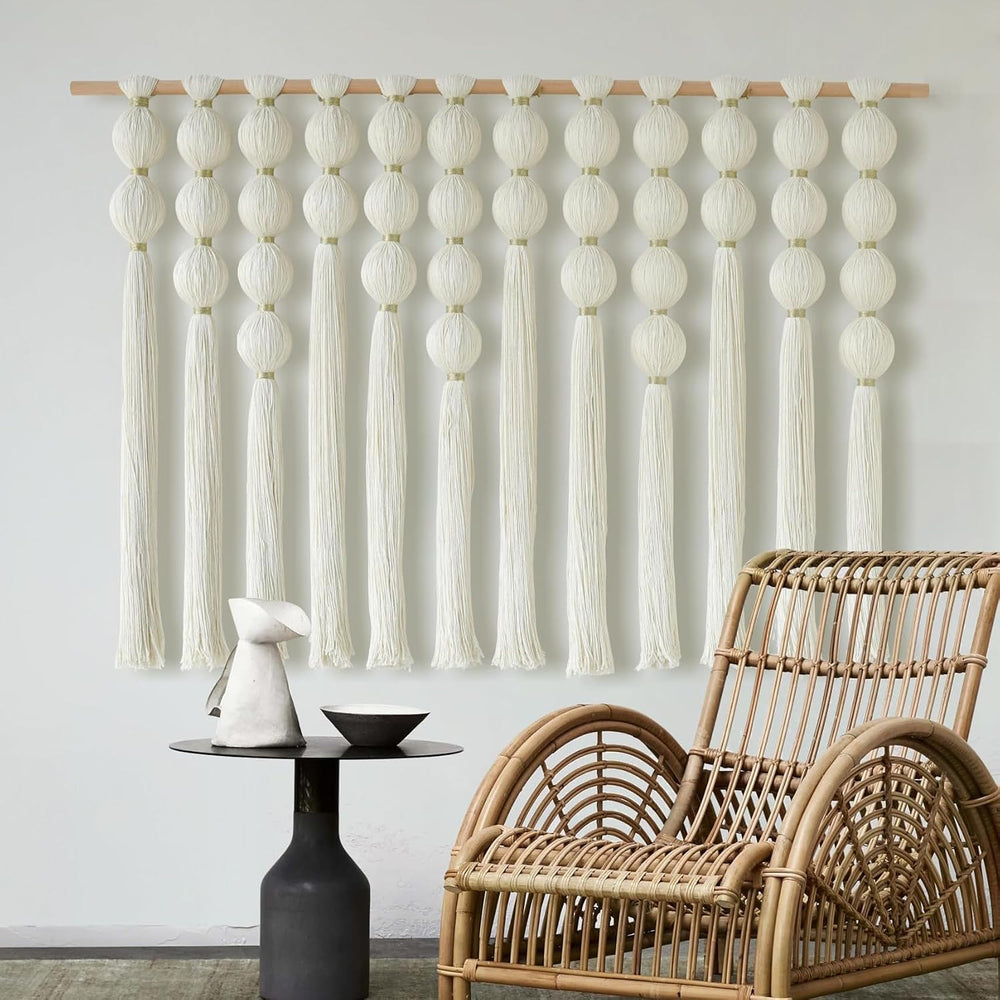 Macrame Wall Hanging Ball Boho Wall Decor Fiber Art Handmade 47"W*32"L