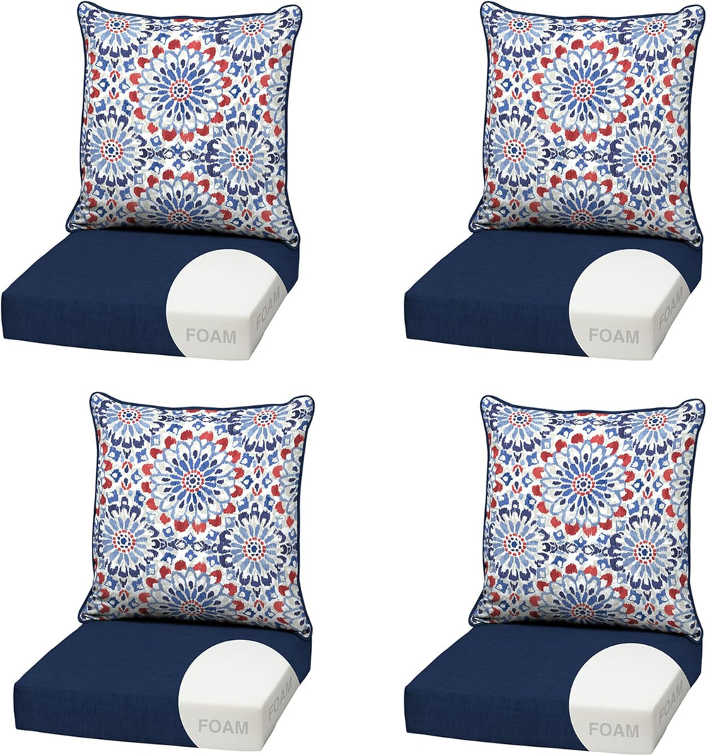 Arden Outdoor Deep Seat Cushion Set, Foam, 4-Pack, 22x24, Clark Blue