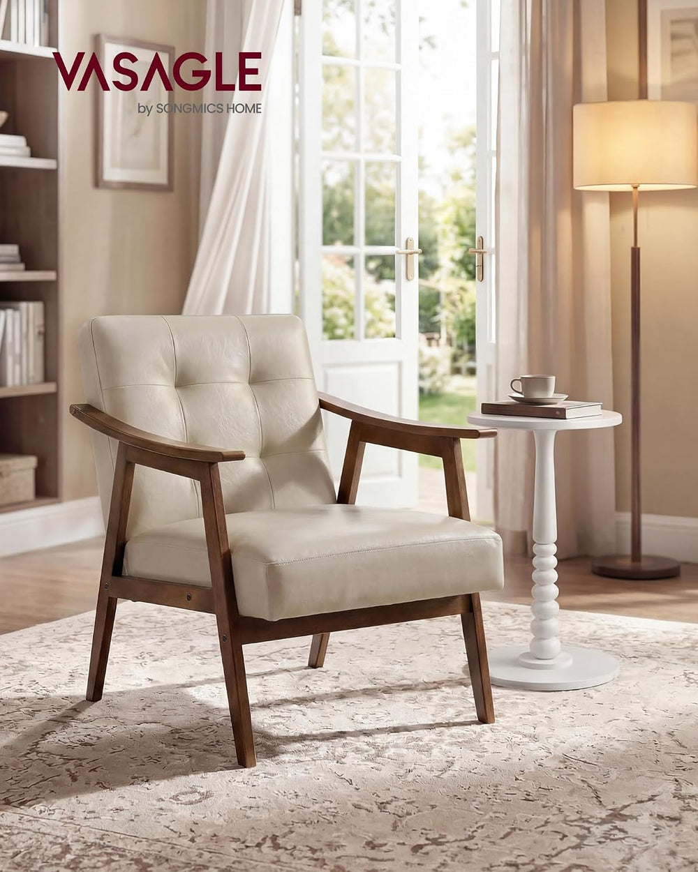 VASAGLE Accent Chair, PU Leather Armchair, Button Tufted, Thick Cushion