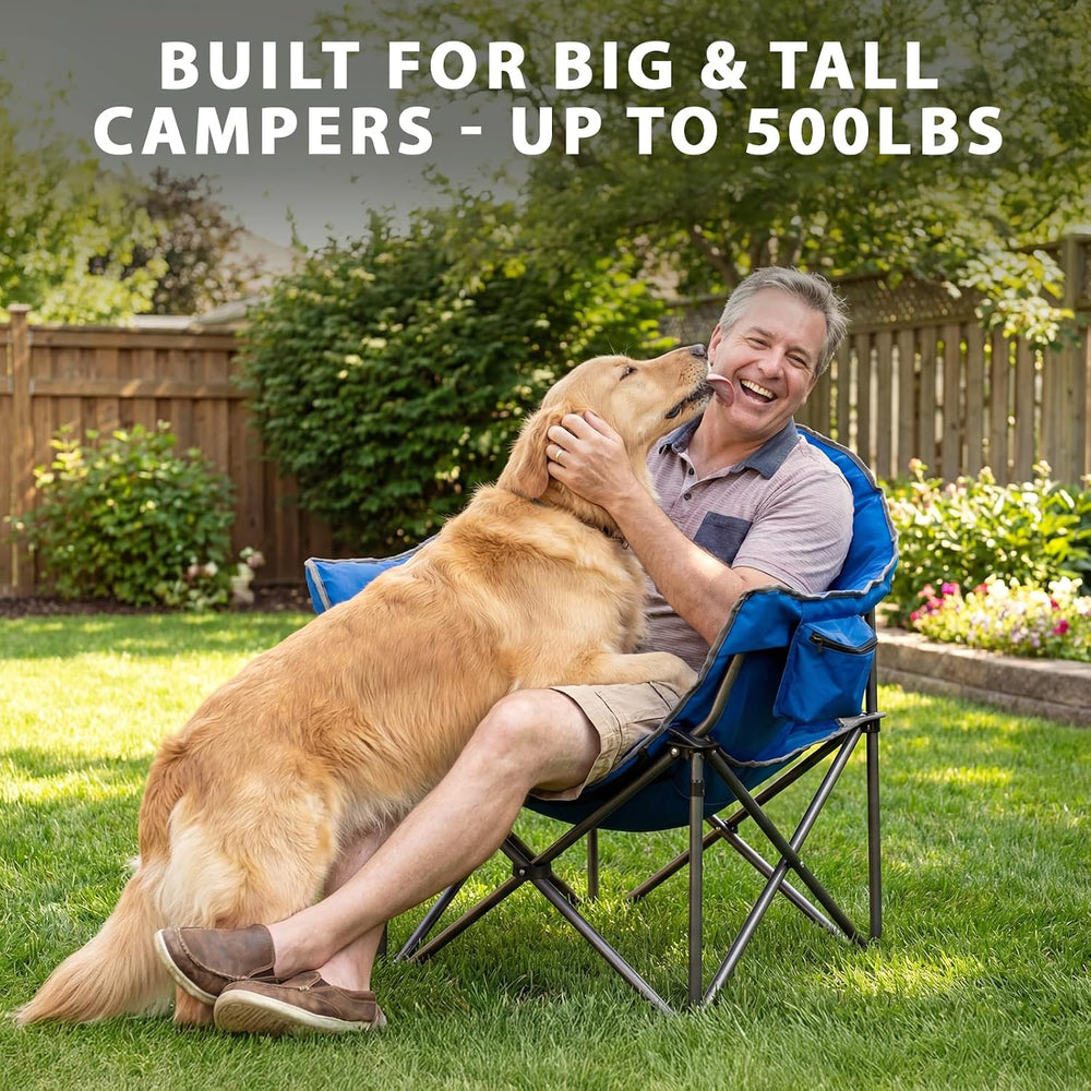 Romswi Oversized XXL Padded Camping Chairs for Adults, 1Pcs 500lbs Heavy Duty...