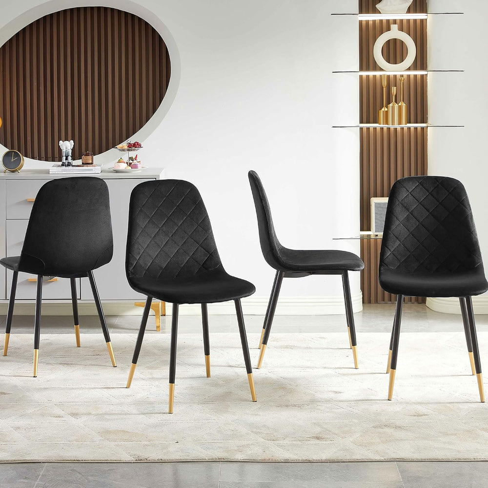 NORDICANA Velvet Dining Chairs, Black, Set of 4