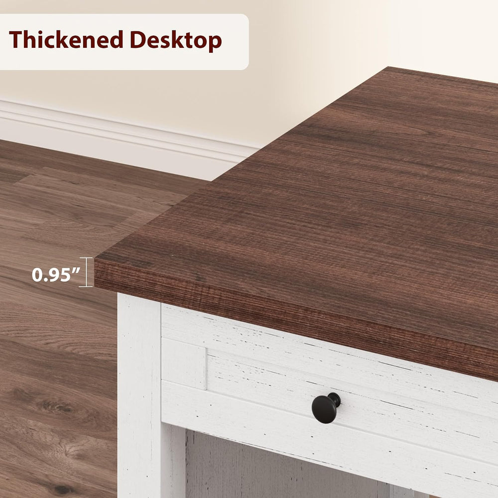 IDEALHOUSE 60" Farmhouse Home Office Executive Computer Desk with Drawers