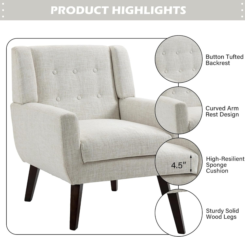 Modern Accent Chair, Velvet Upholstered Armchair, Gray