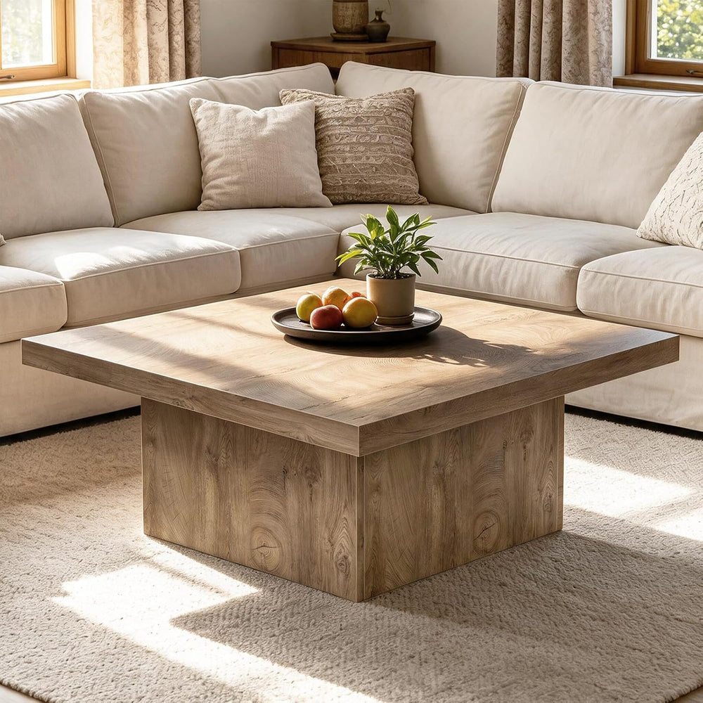 Square Coffee Table,Wooden Living Room Table,Center Table with a Large Tablet...