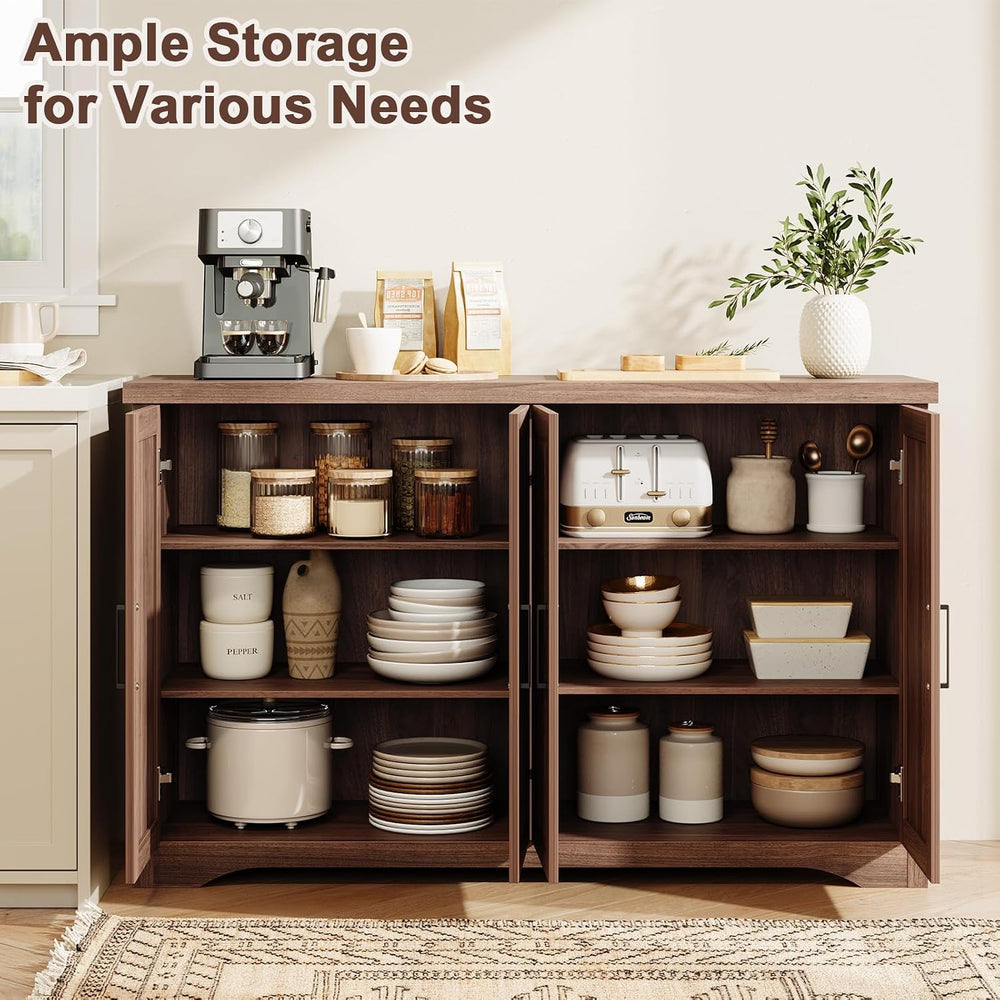 Memobarco 55" Fluted Sideboard Buffet Cabinet with Storage,Walnut