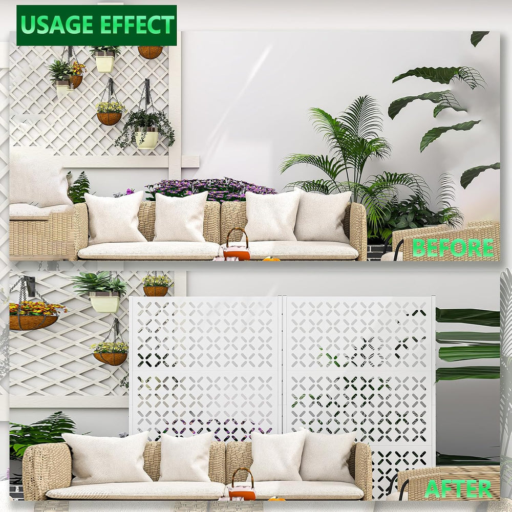 White Metal Outdoor Privacy Screen Freestanding Privacy Screens,72" H x ...