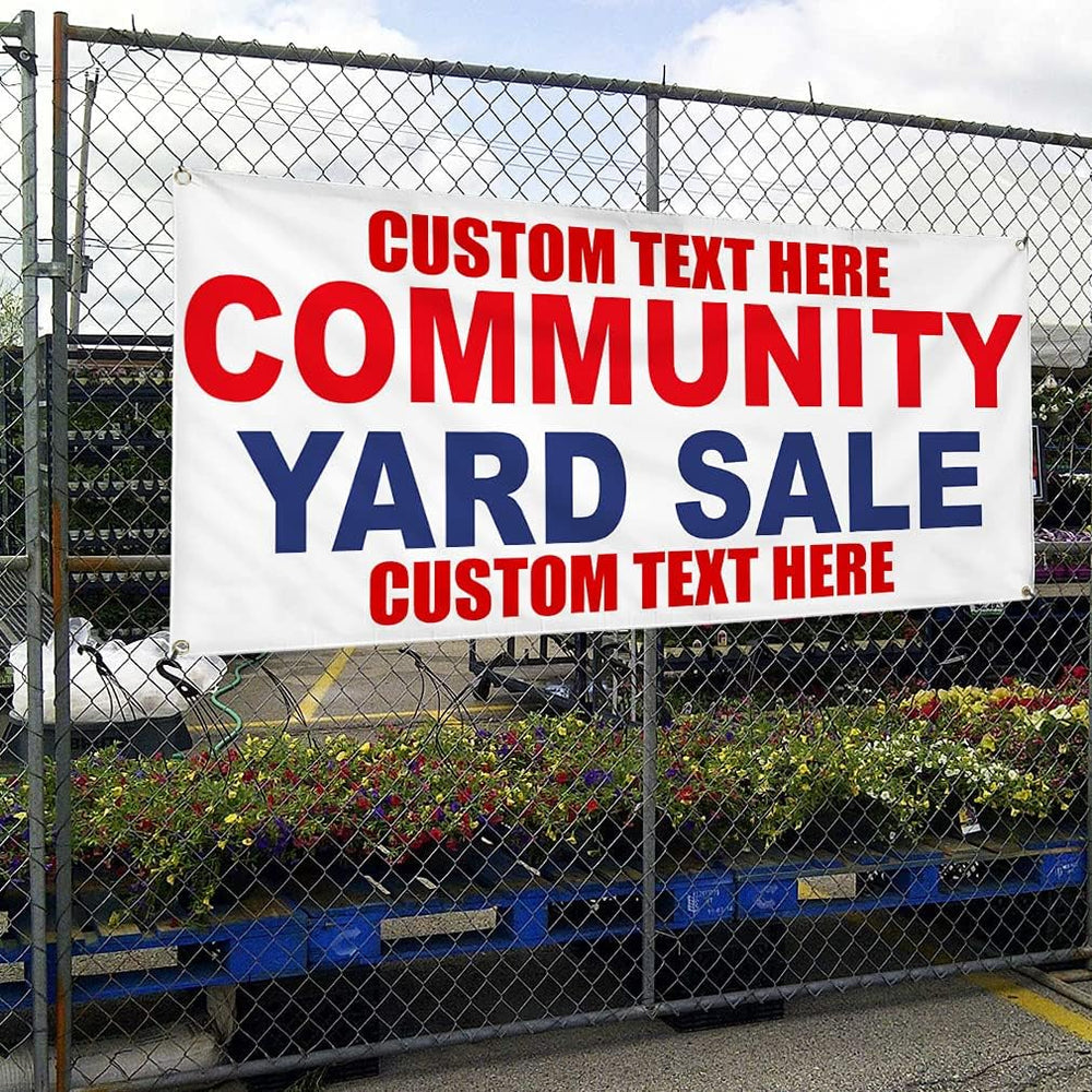 Custom Vinyl Banner Multiple Sizes Community Yard Sale Red Blue Yard Sale Out...