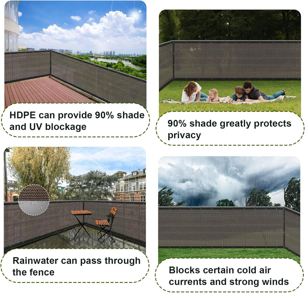 SUNLAX Privacy Fence Screen 3/4/5/6/8FT Heavy Duty Mesh Fence Net Cover with ...