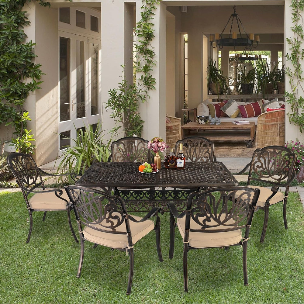 VINGLI Patio Chairs Set of 2- Cast Aluminum Outdoor Dining Chairs with Cushio...
