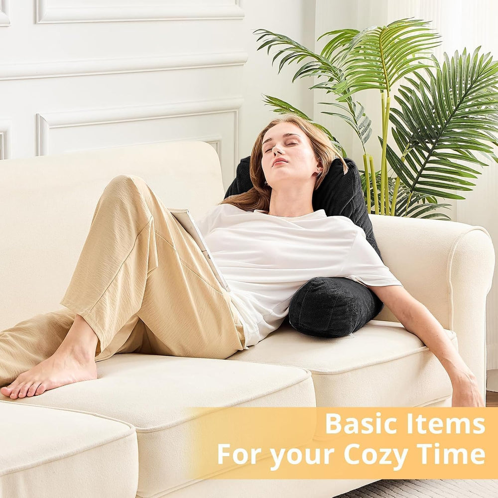 Sasttie Reading Pillow for Bed, Back Pillow for Sitting Up, Black