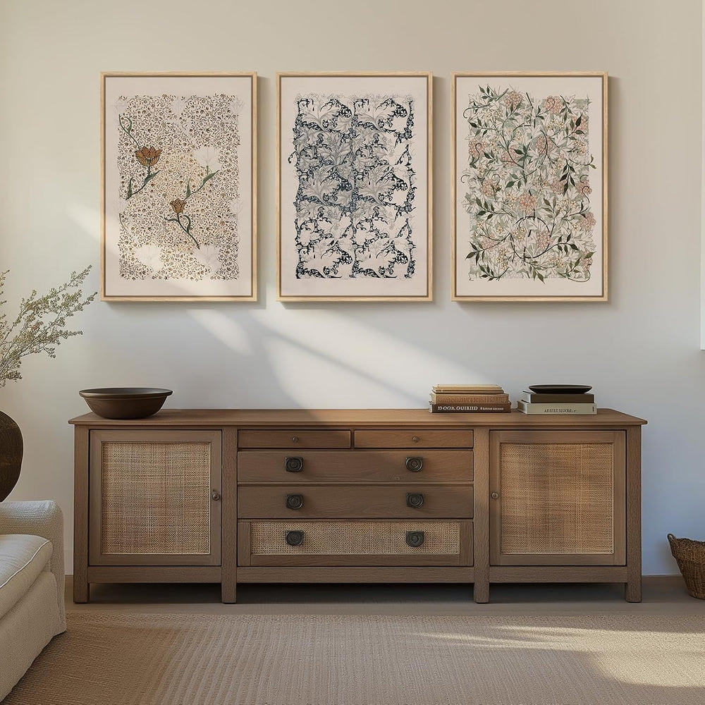 Large Framed William Morris Canvas Wall Art for Living Room, 20x30 In