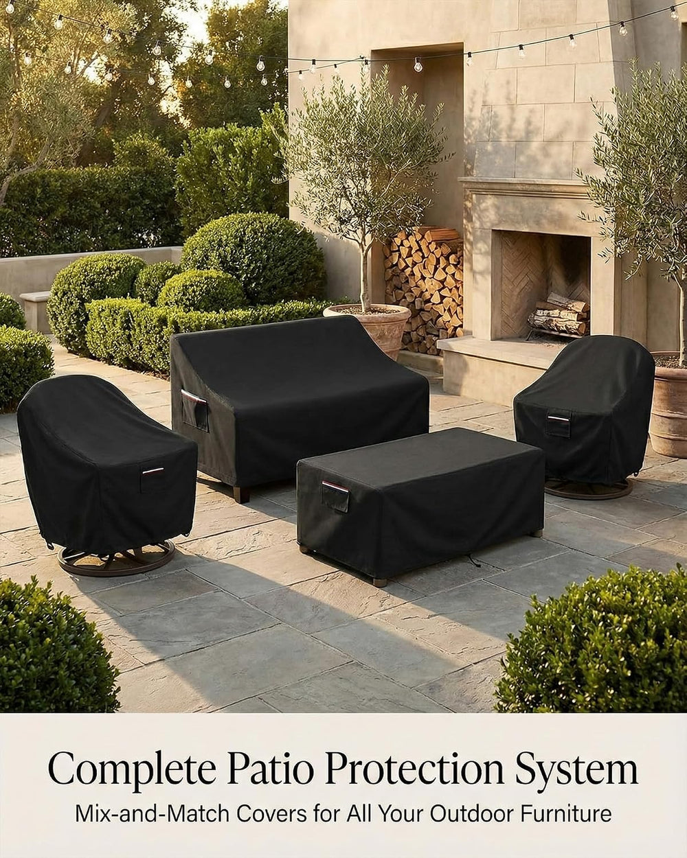 Waterproof Rectangular Patio Coffee Table Cover, 600D Heavy Duty Outdoor Furn...