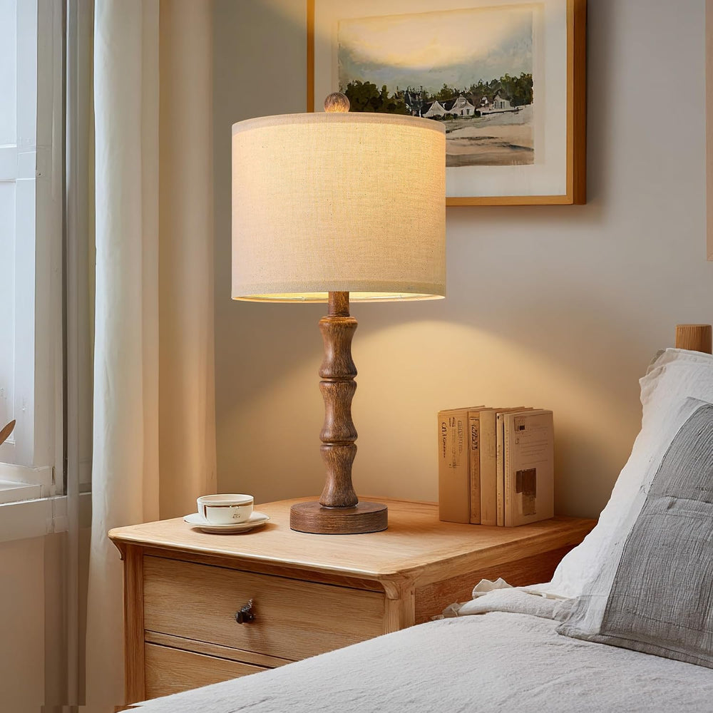 BOBOMOMO 20.5" Rustic Table Lamps Set of 2, Farmhouse Nightstand Lamp wi...