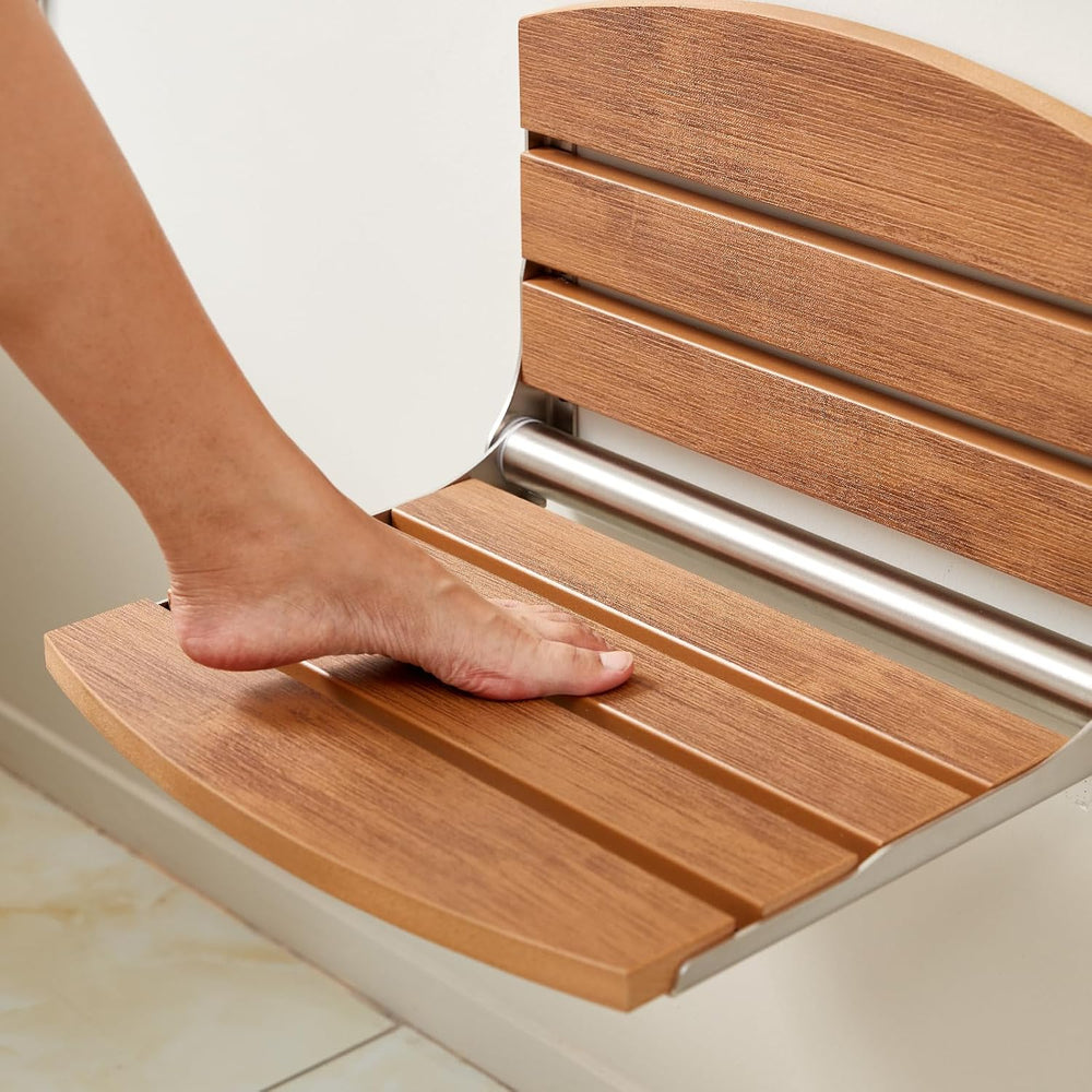 17.5" Folding Shower Seat Wall Mounted,Foldable Shower Bench,Fold Down S...