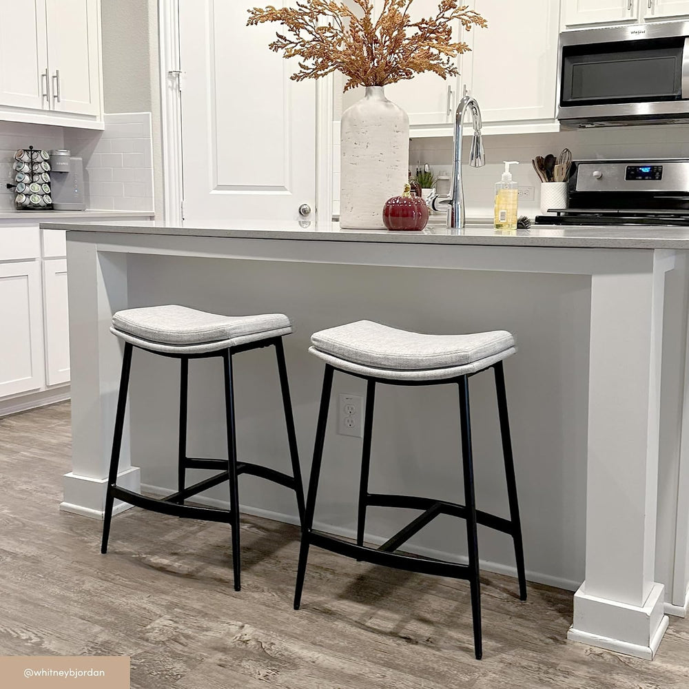 Nathan James 22201 Arlo Modern Backless Upholstered Kitchen Counter Bar Stool...