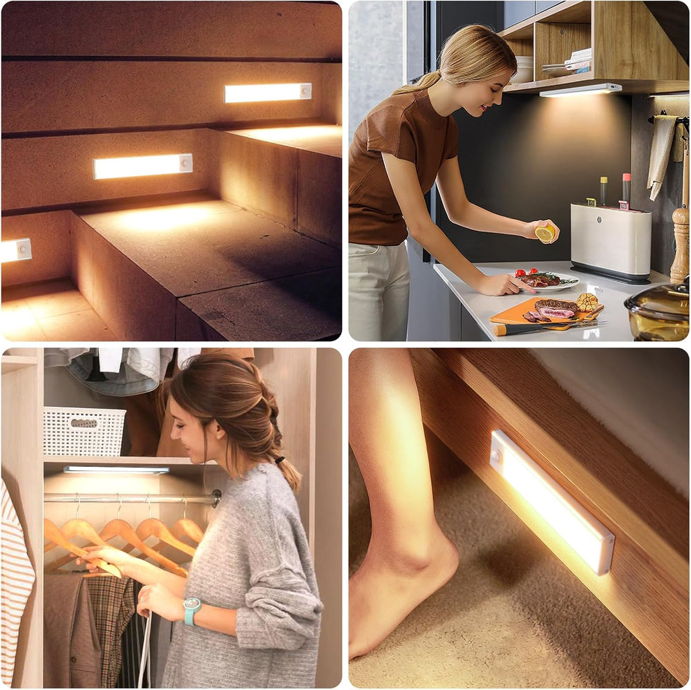 6 Pack Under Cabinet Lighting, 32 LED Motion Sensor Light Indoor Rechargeable...