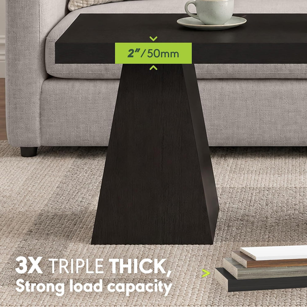 Furinno ARA Coffee Table, 47-Inch Accent Center Table, Dark Oak