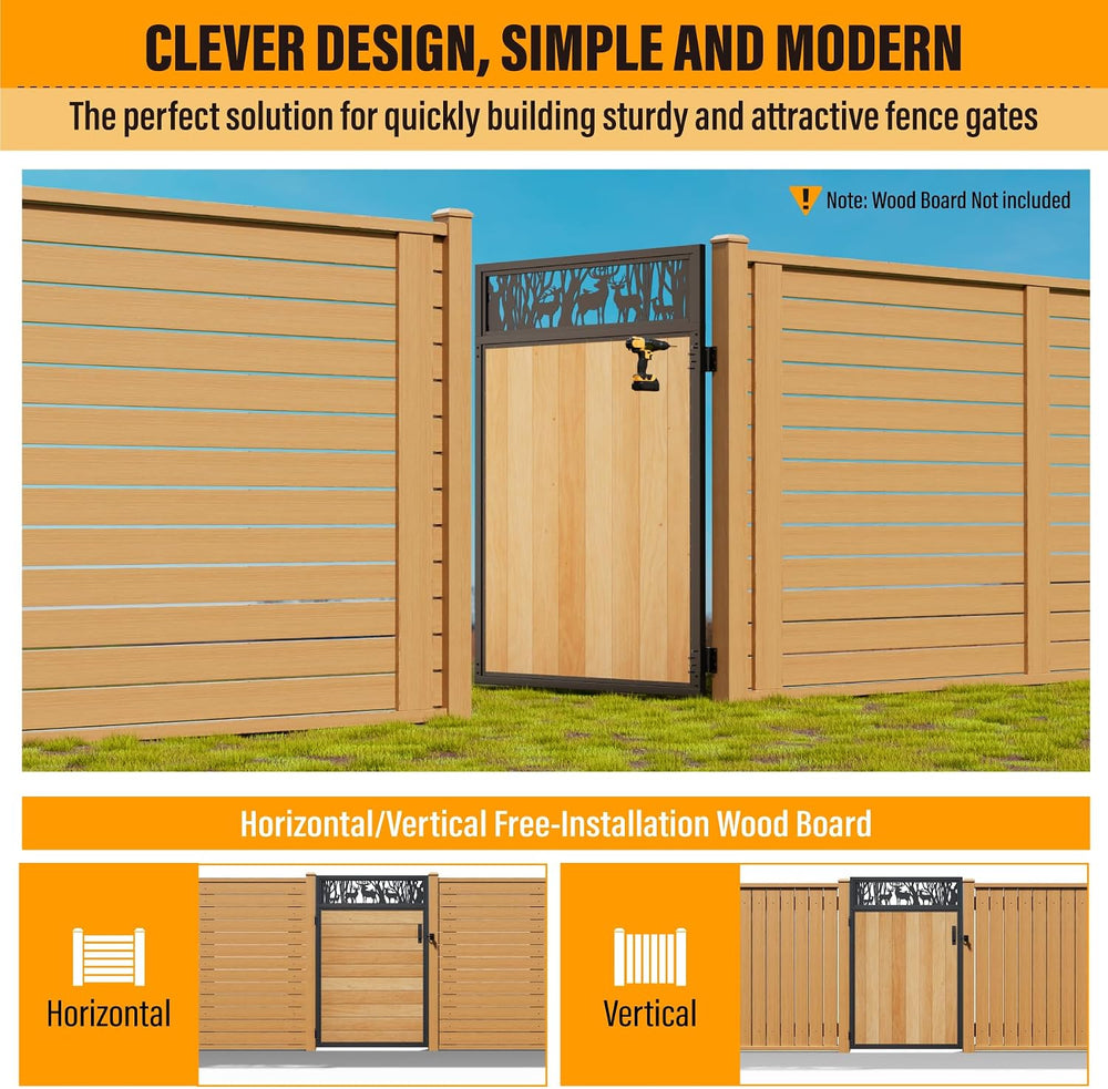 4x6FT Fence Gate Frame Kit 201 Stainless Steel Anti-Sag Heavy Duty Garden Gat...
