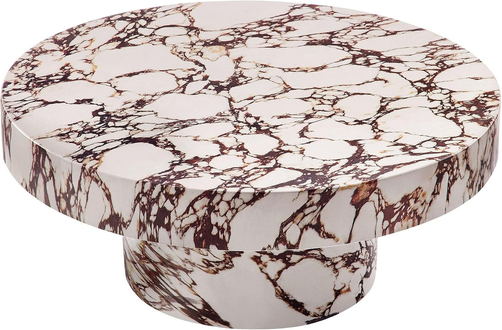 Modway Alora Round Concrete Coffee Table with Faux Stone Finish in Red Marble...