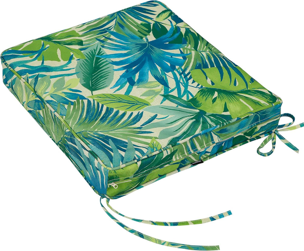 19x19x3 Inch Outdoor Square Corner Chair Cushions with Ties Set of 2, Water &...