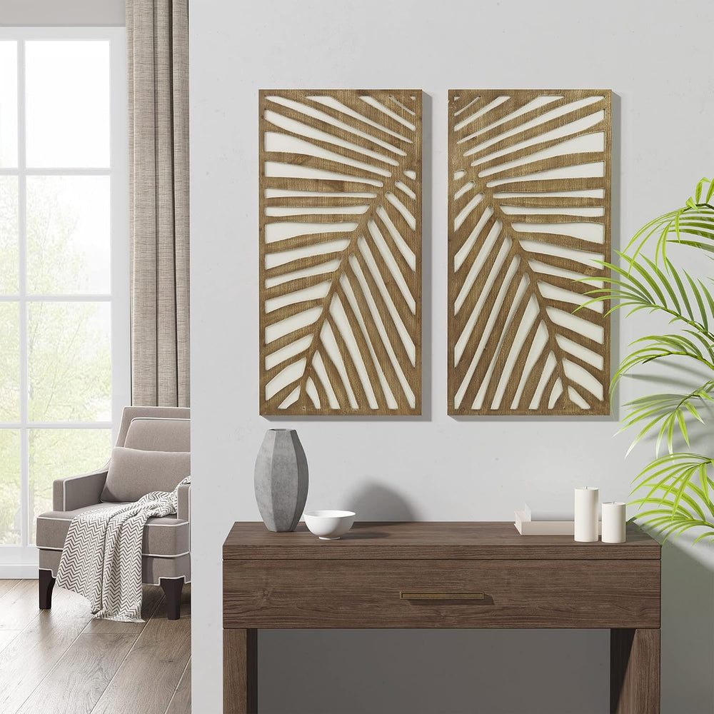 Madison Park Wall Décor for Living Room - Birch Palms Botanical Two-Tone, Hom...
