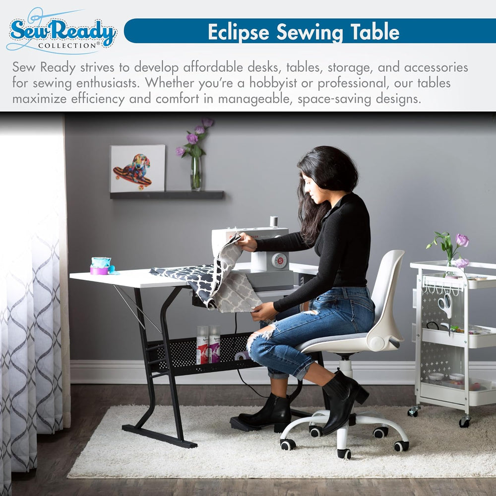Sew Ready Eclipse Hobby/Sewing Craft Table, Black/White
