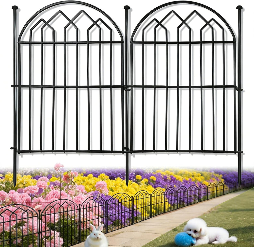 Decorative Garden Fence 17in x 28ft (26 Panels), Rustproof Metal No Dig Arche...