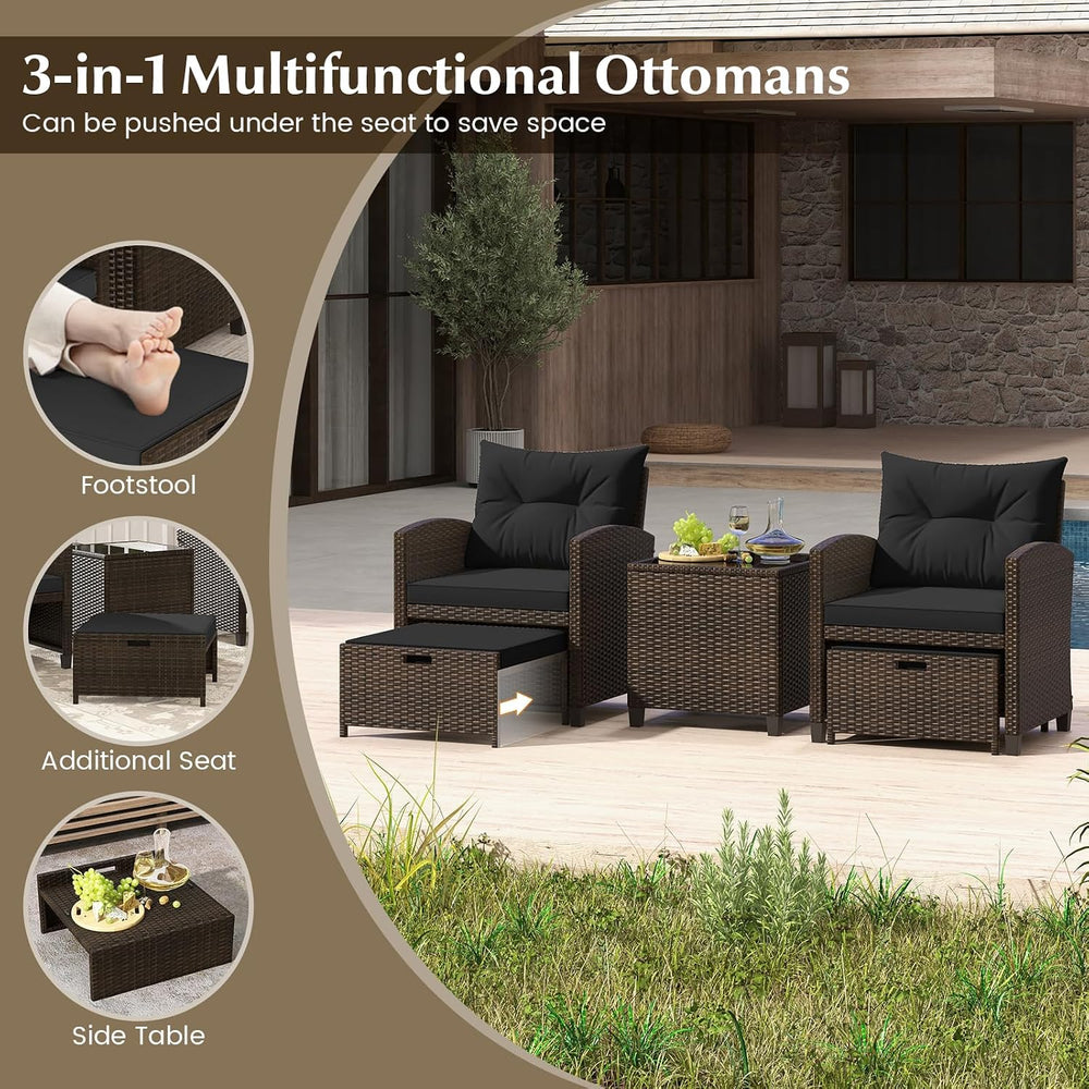 Tangkula 5 Pieces Patio Conversation Set, PE Wicker Rattan Outdoor Furniture ...