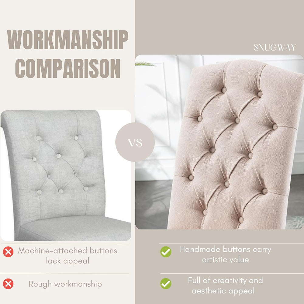 Tufted Dining Chair Fabric Button Upholstered Modern Kitchen Diner Set of 6