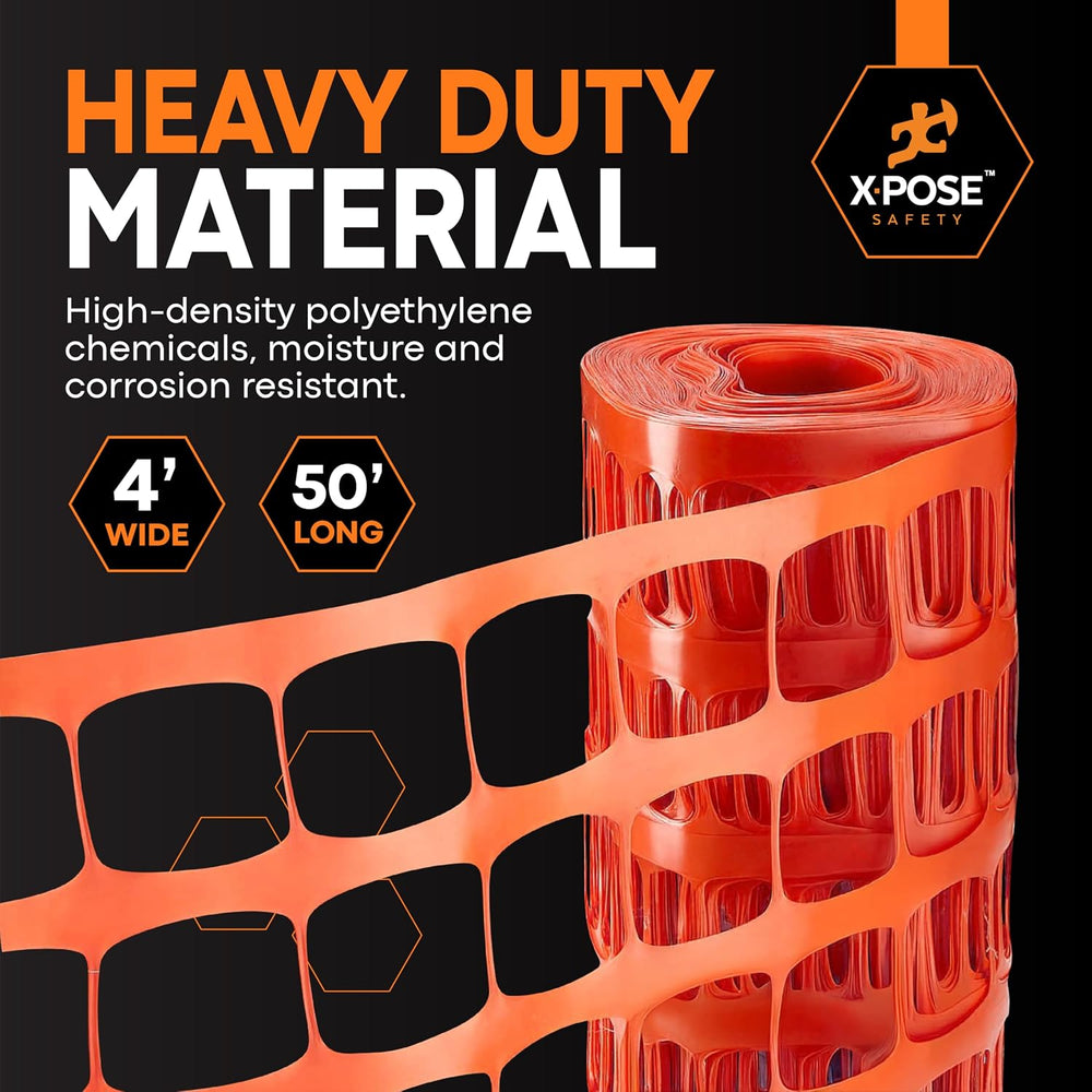 Xpose Safety Plastic Mesh Safety Fence – Heavy Duty Orange Temporary Garden F...