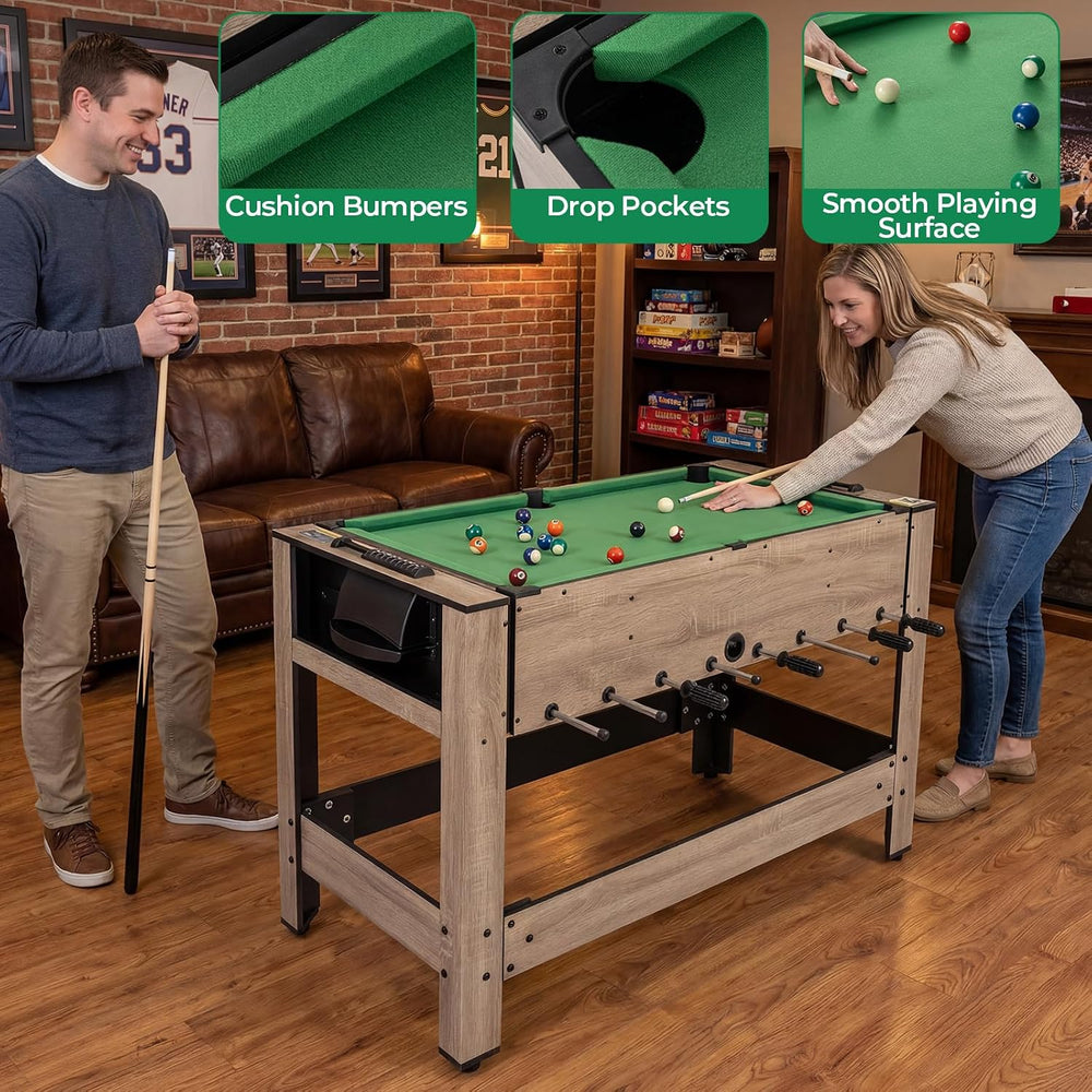 GYMAX 2-in-1 Swivel Multi Game Table, Foosball & Billiard Combo Game Tabl...