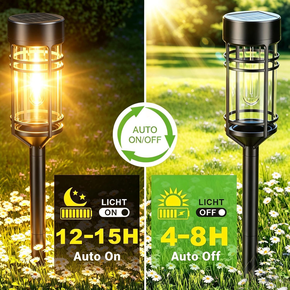 Amzarp 12 Pack Solar Garden Lights, Outdoor Bright LED Solar Pathway Lights