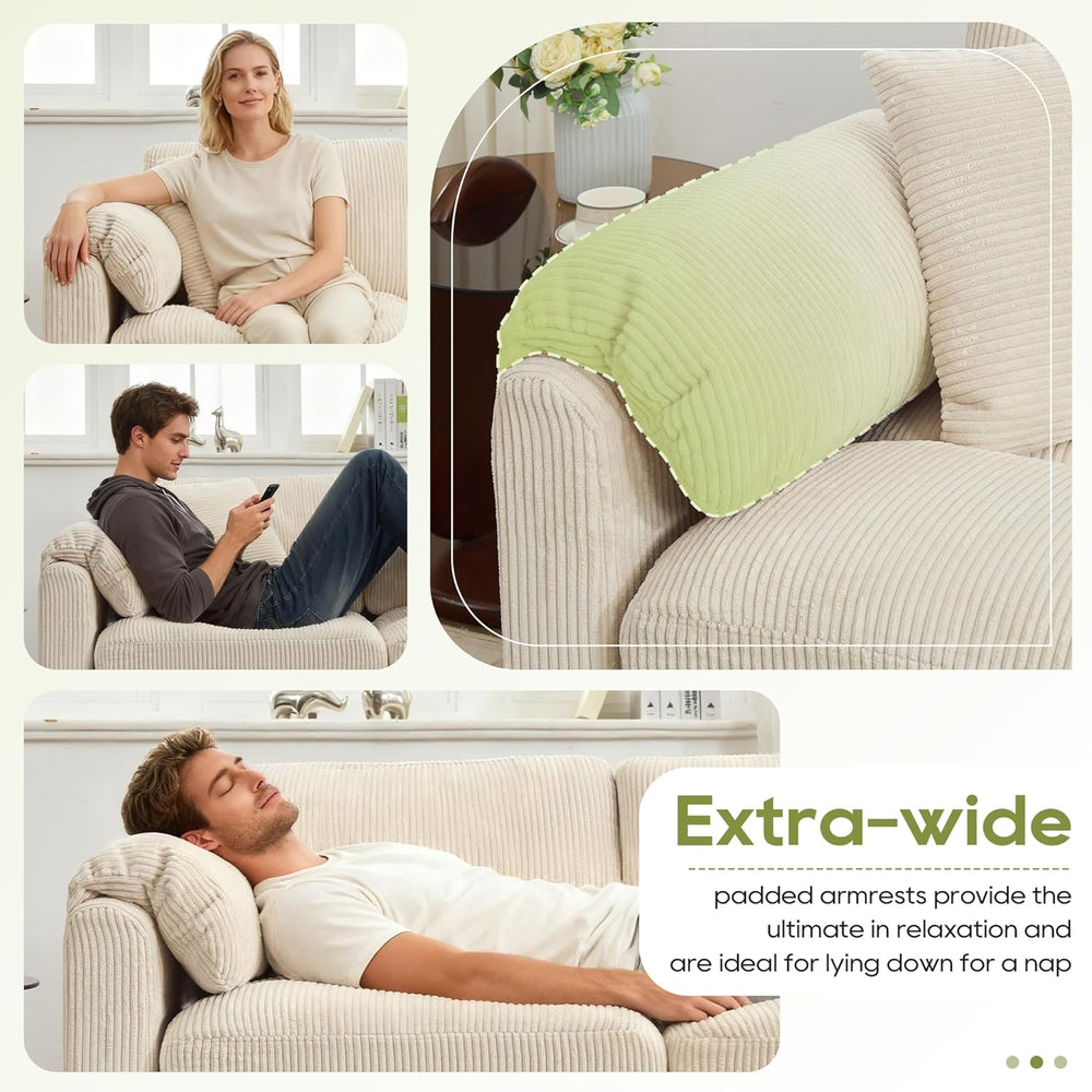 IPKIG Corduroy Modular Sectional Sofa Couch (Beige, 67 Inch 4-Seater)