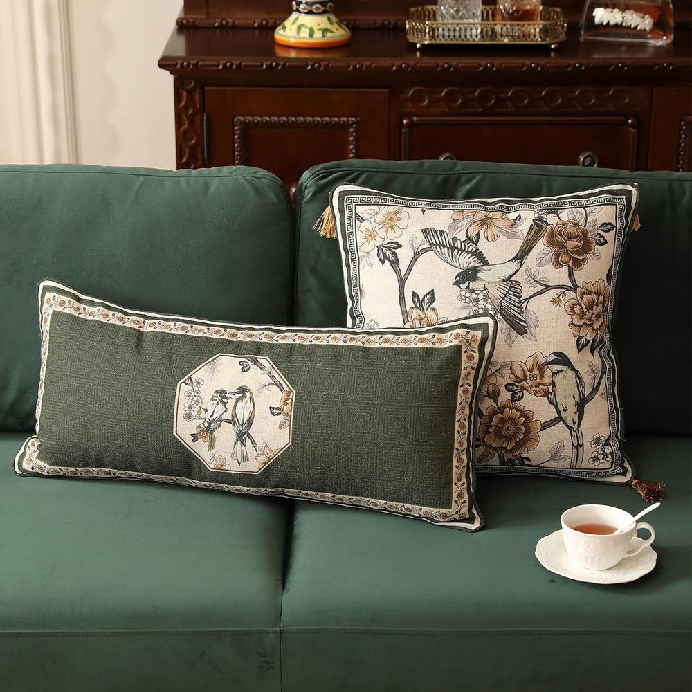 ISAENNE Vintage Rectangle Throw Pillow Cover,Set of 2,28"x12"