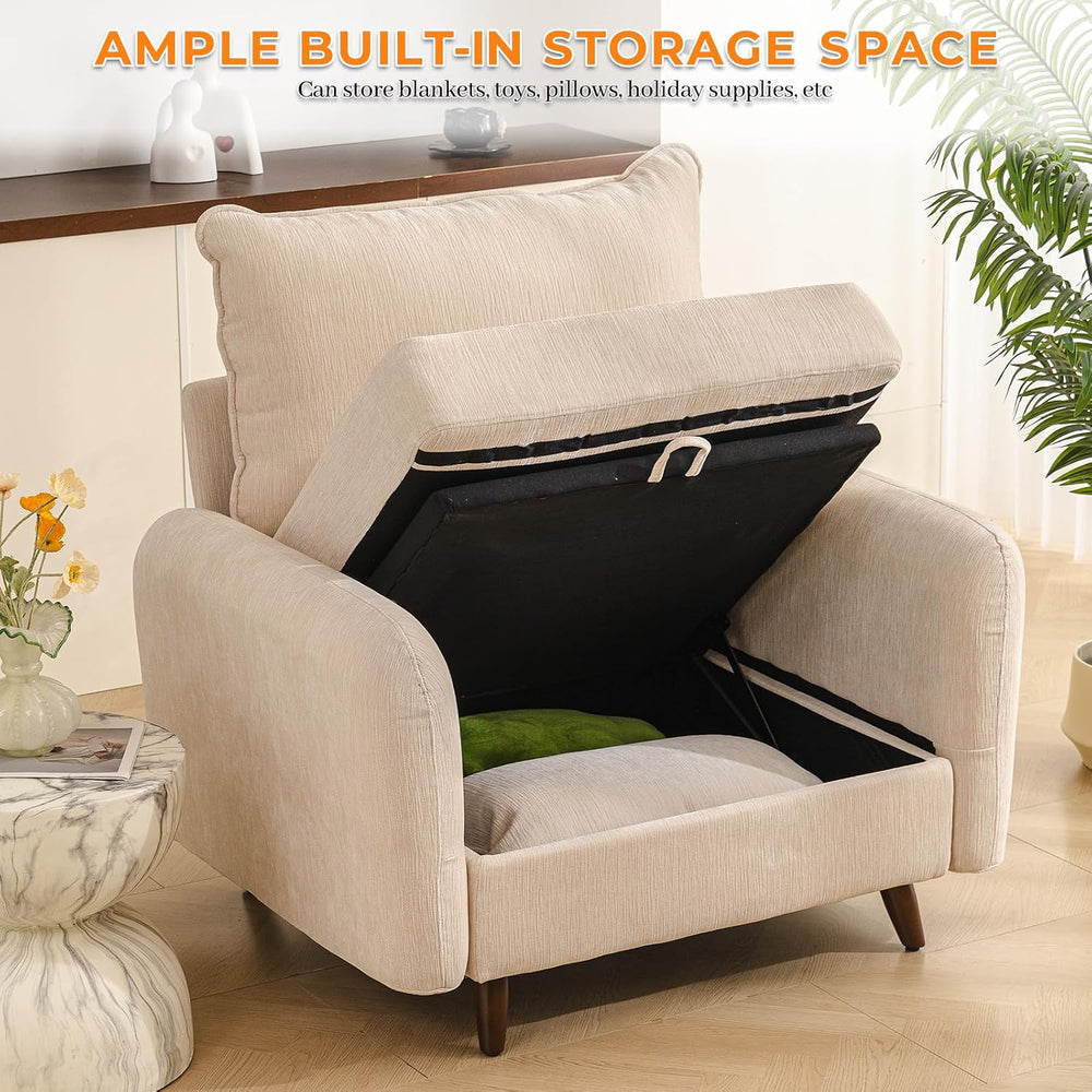 Rexulqo Oversized Accent Chair with Seats Storage,Comfy Living Room Chairs wi...