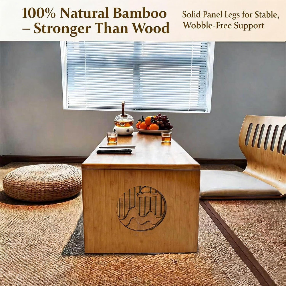 Folding Japanese Floor Table -31.5 inch Bamboo Coffee Table Small