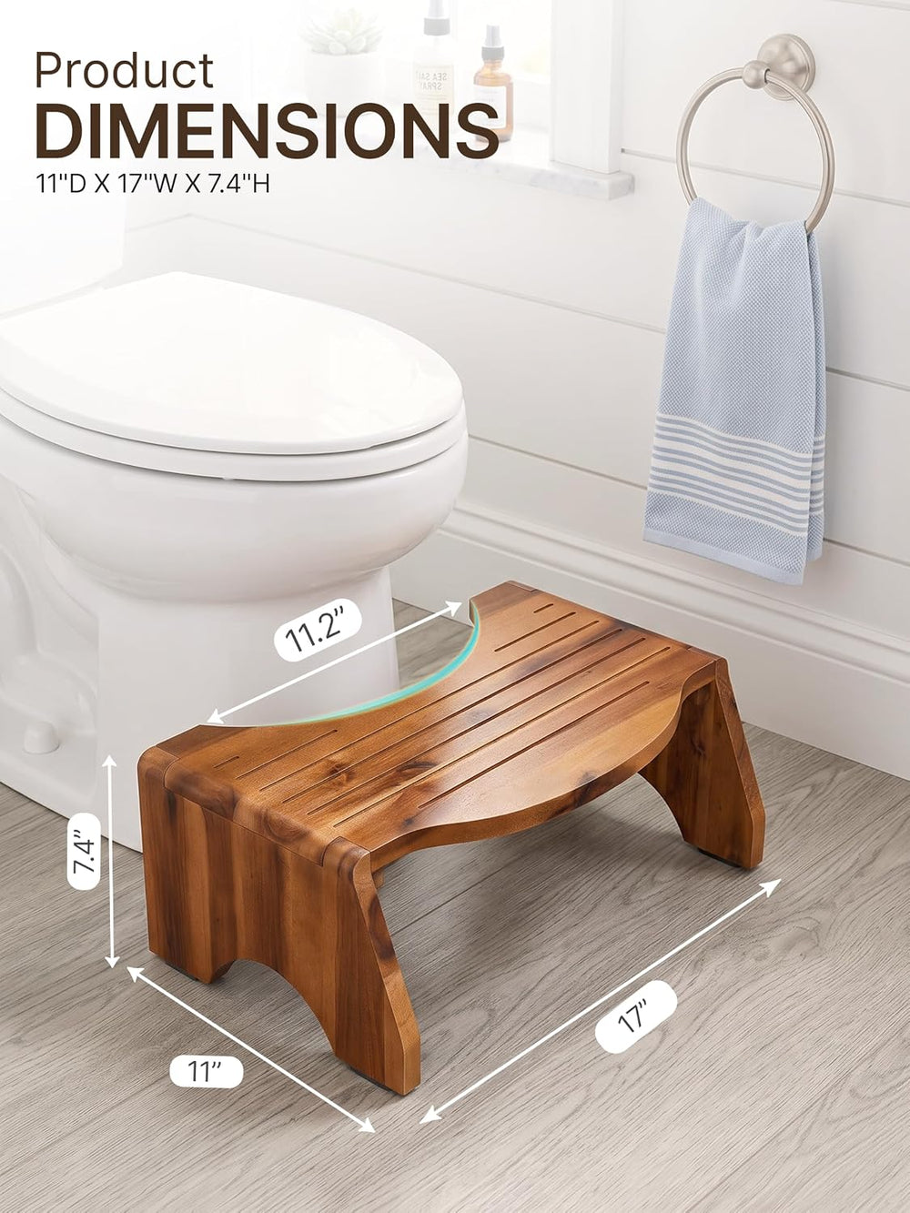 Tidita Foldable Wooden Toilet Stool Squat Adult, 7” Height, Sturdy Stool