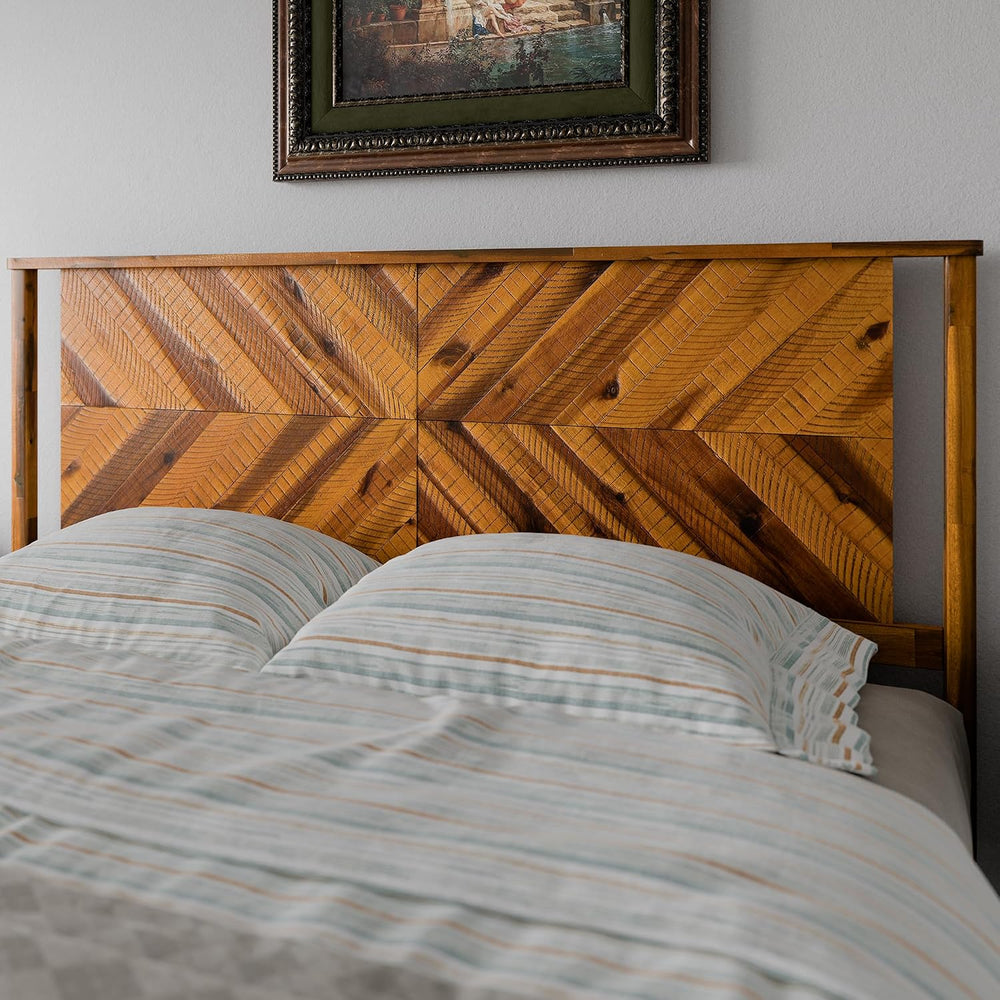 Bme Vivian 14 Inch Deluxe Bed Frame with Headboard, Rustic & Scandinavian...