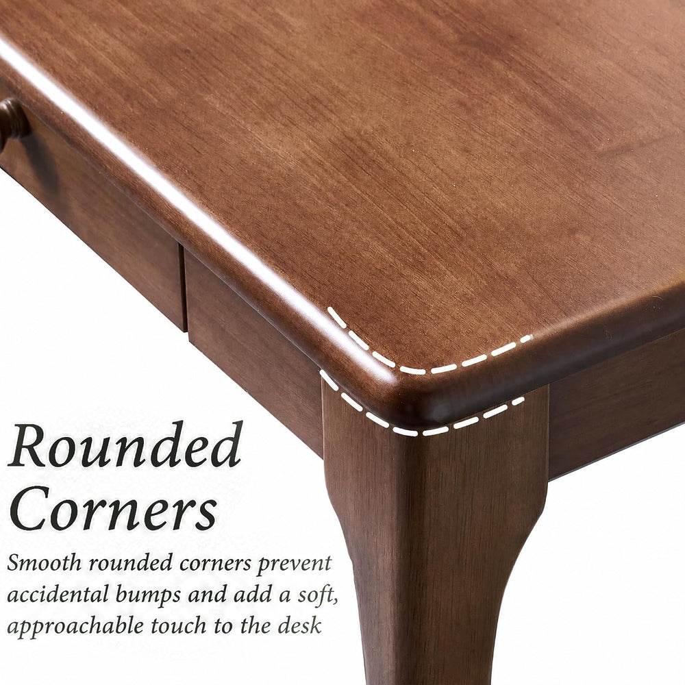 47" Solid Wood Desk with Drawers, Small Writing Desk & Wooden Comput...