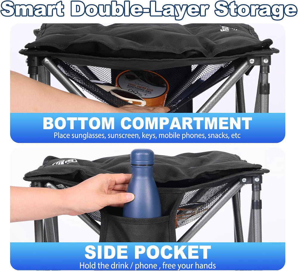Bolosy Oversized Camping Stool with Removable Padded Camp Chair Footrest