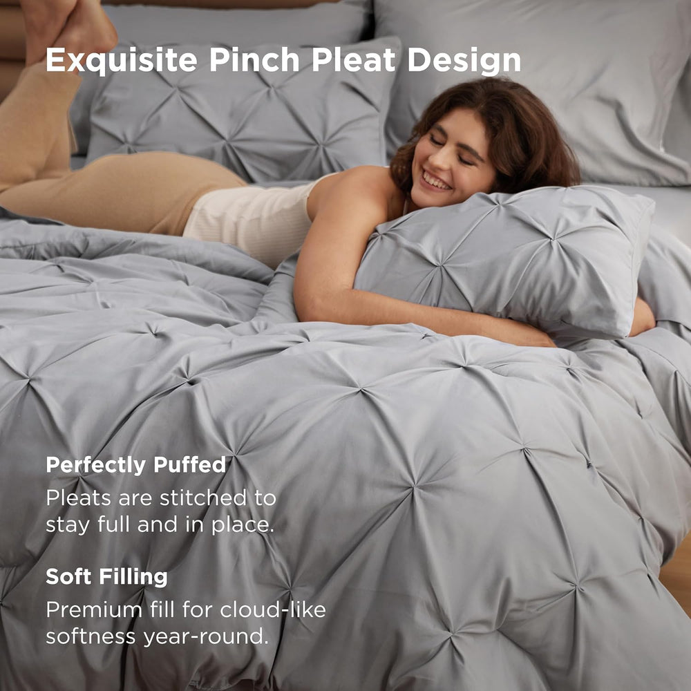 Bedsure 7-Piece Full Size Comforter Sets & Sheets, Grey Full Bedding