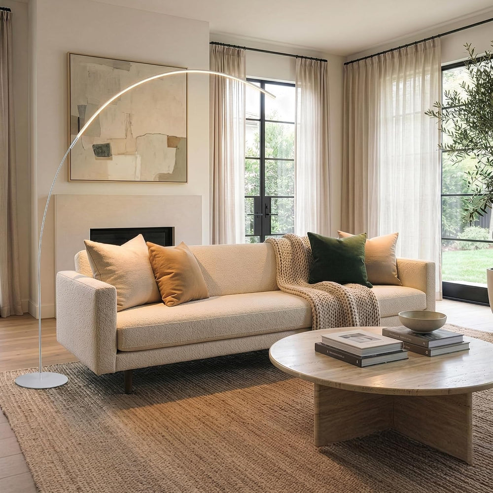 Brightech Sparq Arc Floor Lamp - Sleek, Minimalist Curved LED Standing Lamp f...