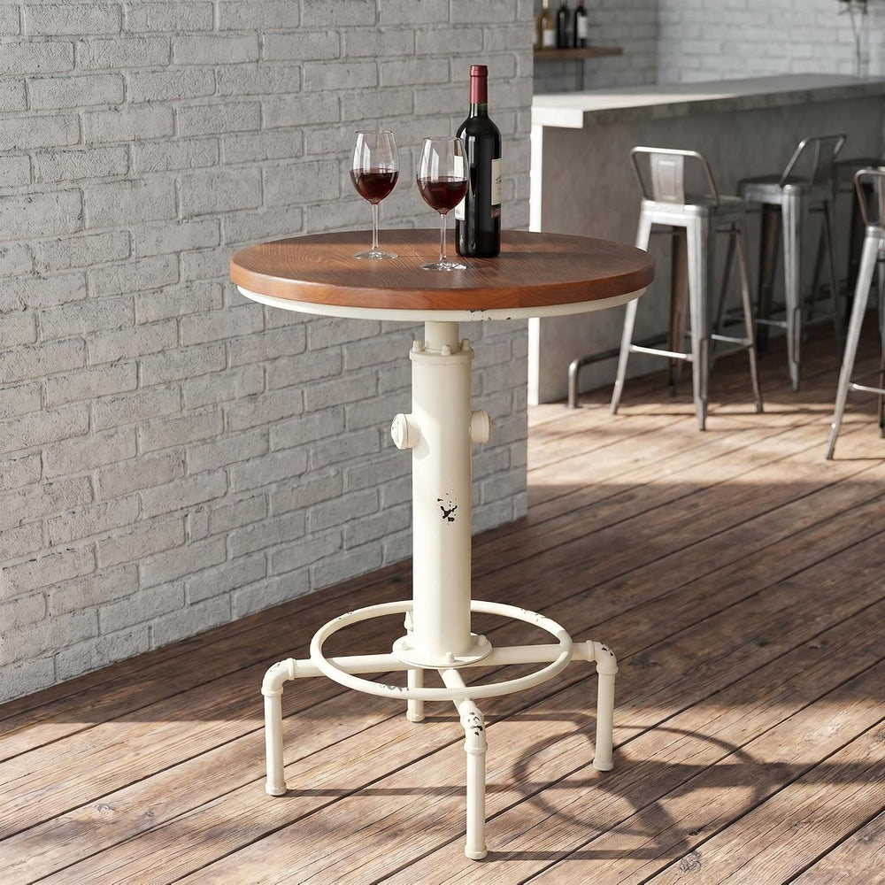 Topower Industrial Bar Table 32.3-38.2" Adjustable Pub Table Kitchen Din...
