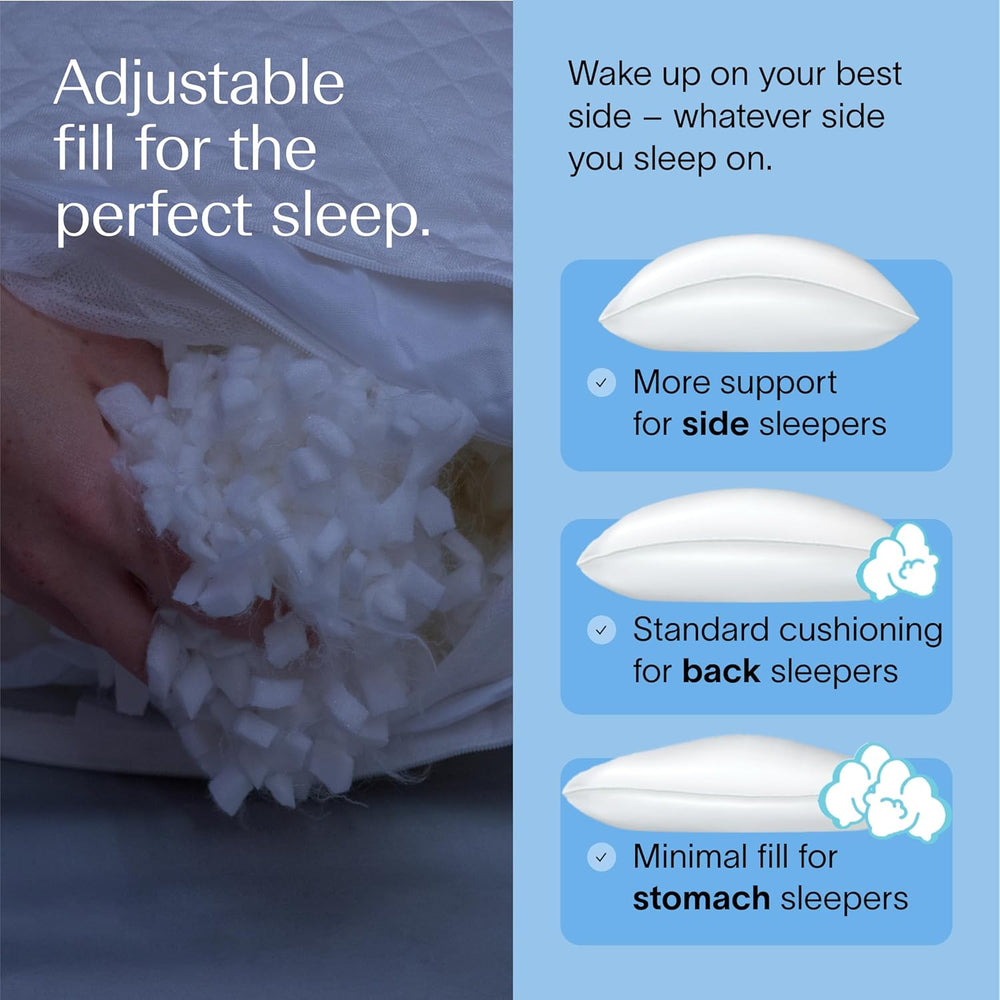 DreamyBlue Moon Pillow King, Adjustable Shredded Memory Foam