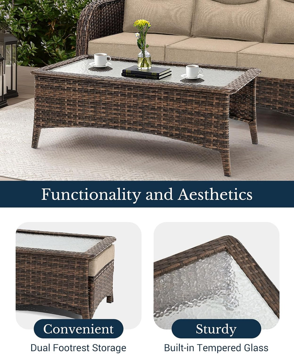 HILLGA Luxury Outdoor Patio Furniture Set with 6-Inch Thick Cushions