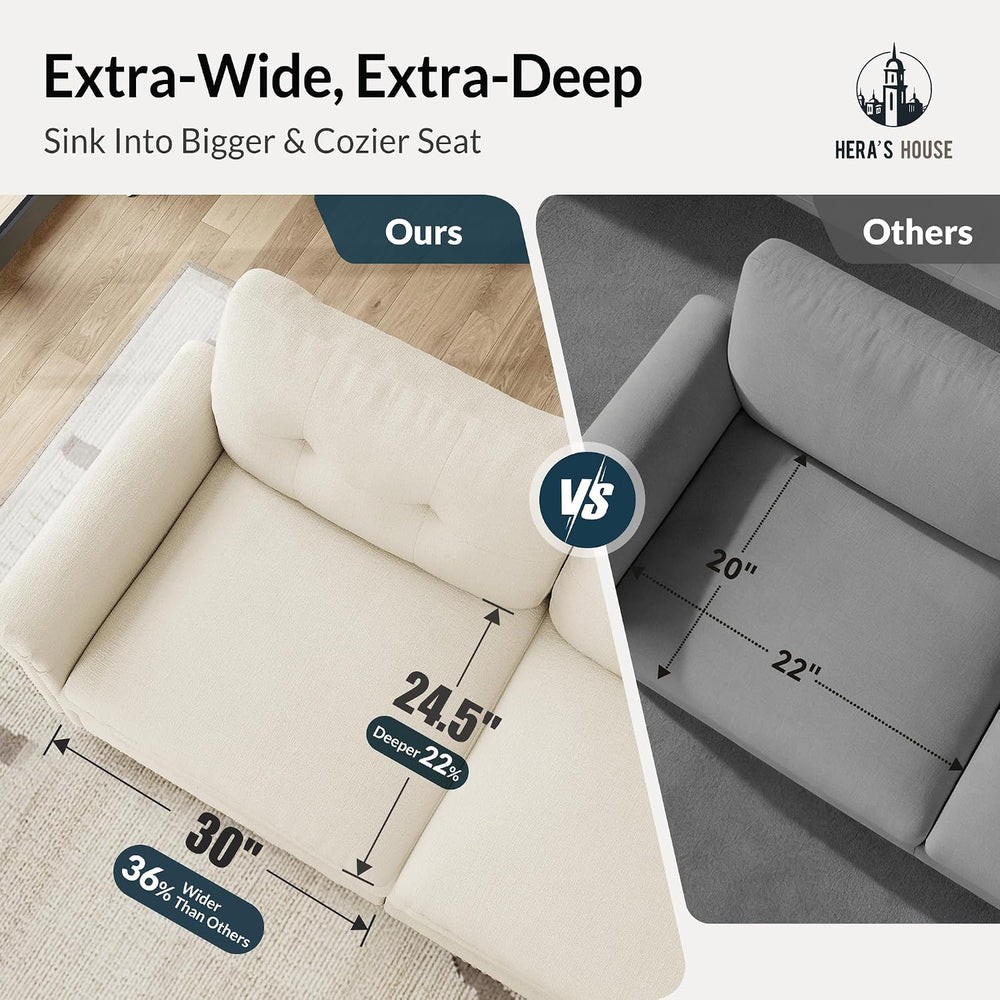 HERA'S HOUSE 73.2" Modular Loveseat Cloud Couch Deep Seats & Rol...
