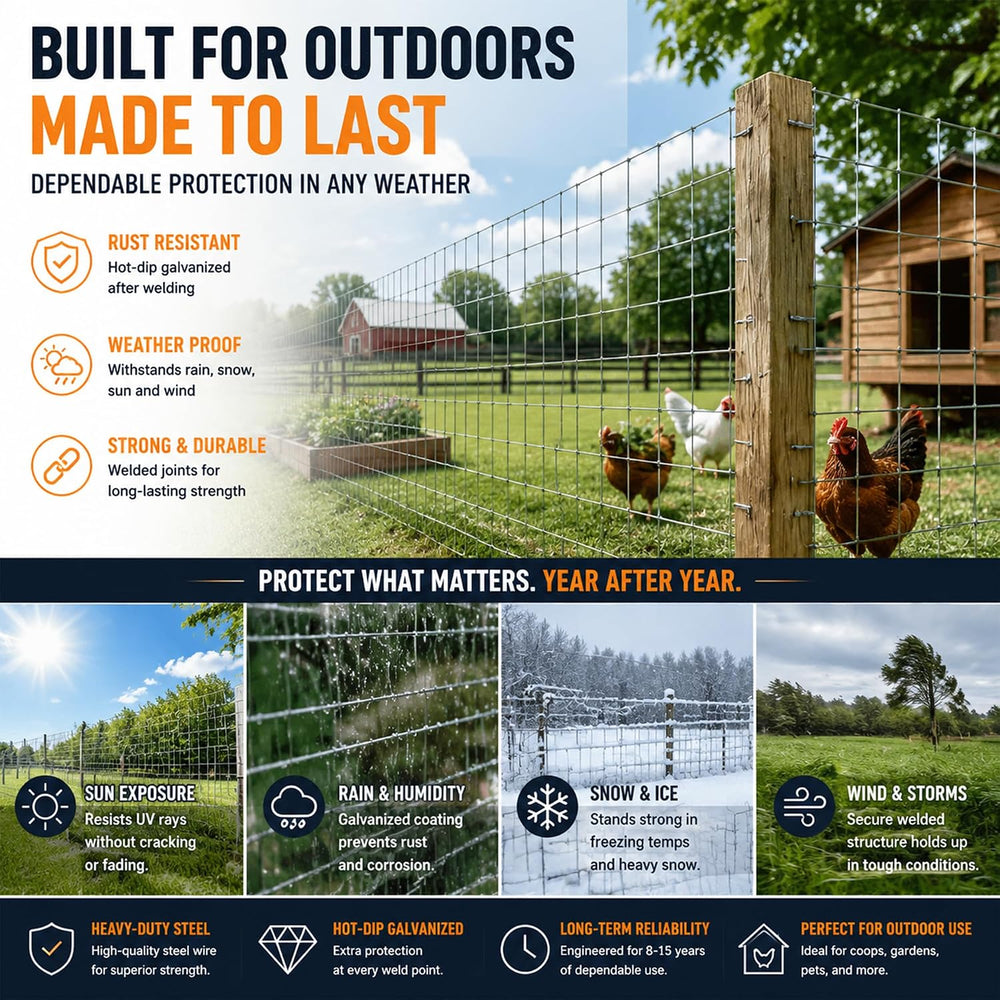 Welded Wire Mesh Fence 4ft x 50ft 2"x4" 15 Gauge Galvanized Wire Fe...